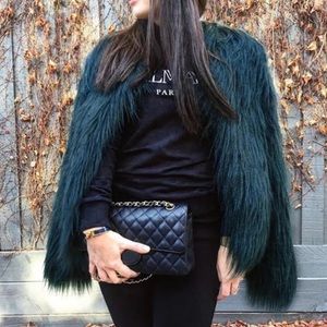 Dark green faux fur jacket